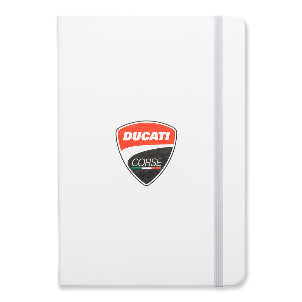 Taccuino bianco grande con badge Ducati Corse