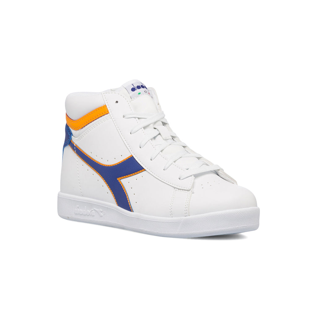 Sneakers alte bianche da ragazzo con logo laterale Diadora Game P High