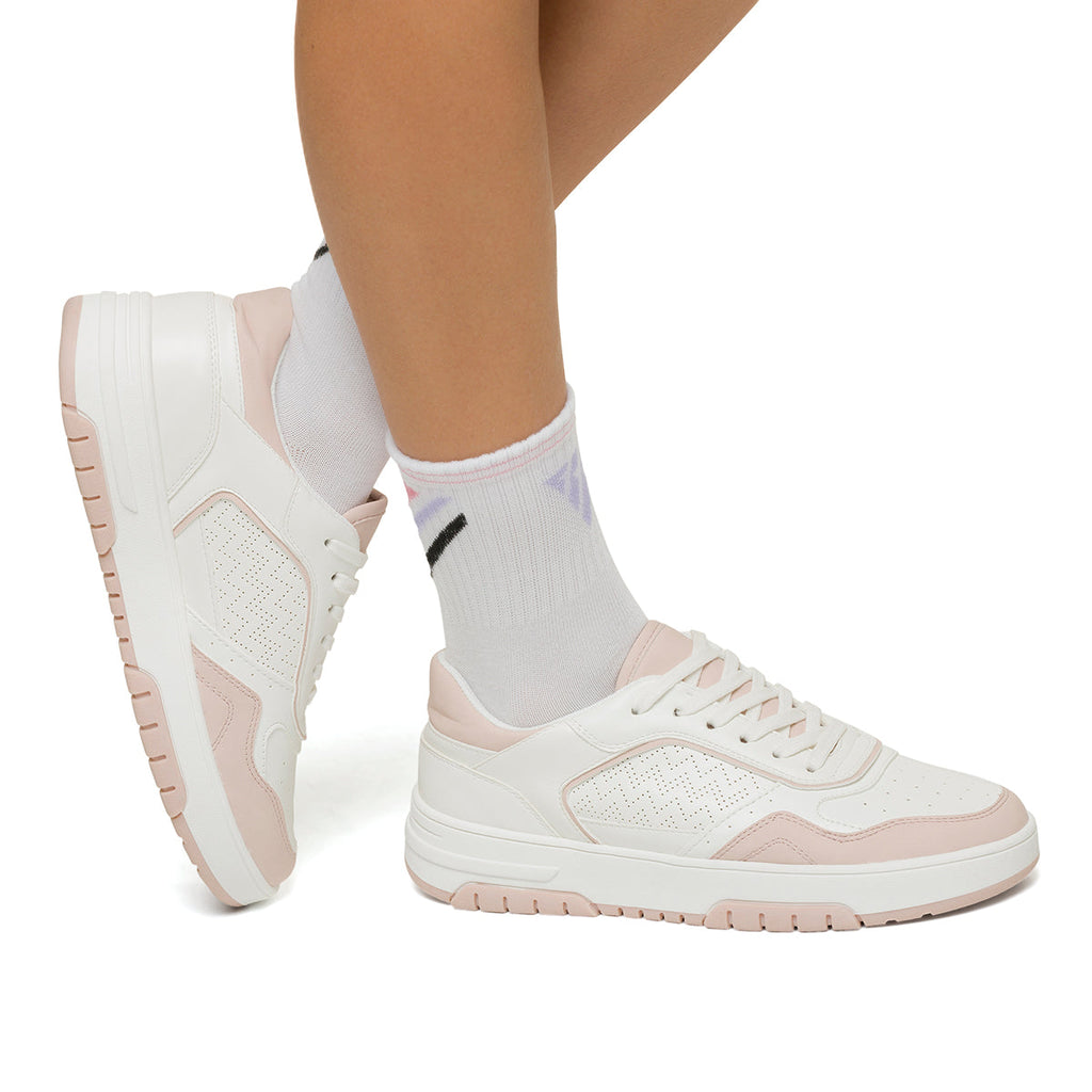 Sneakers bianche e rosa da donna con dettagli traforati Swish Jeans