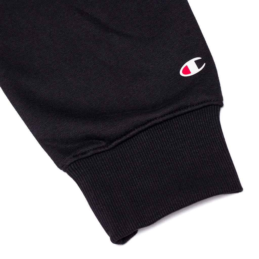 Felpa con cappuccio nera da donna con logo sul petto Champion