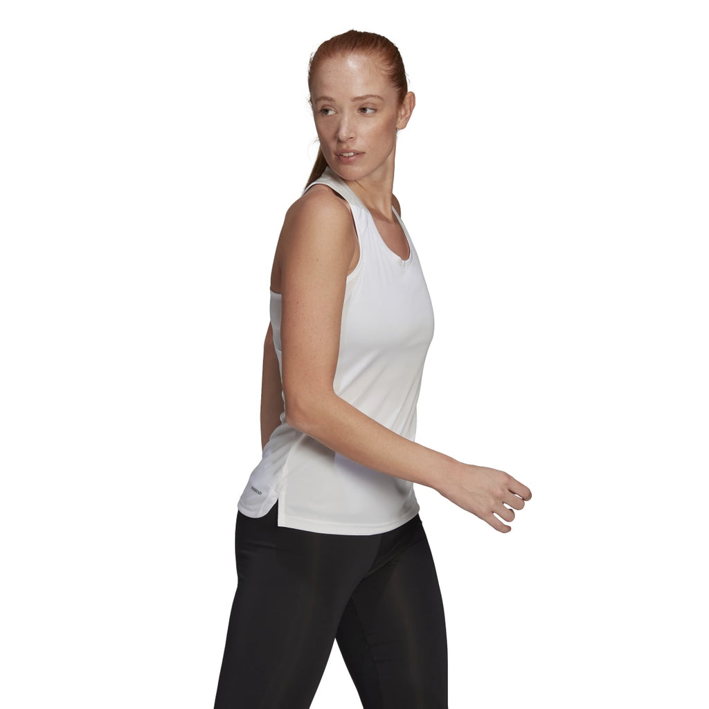 Canotta bianca da donna adidas Primeblue Designed To Move Sport 3-Stripes