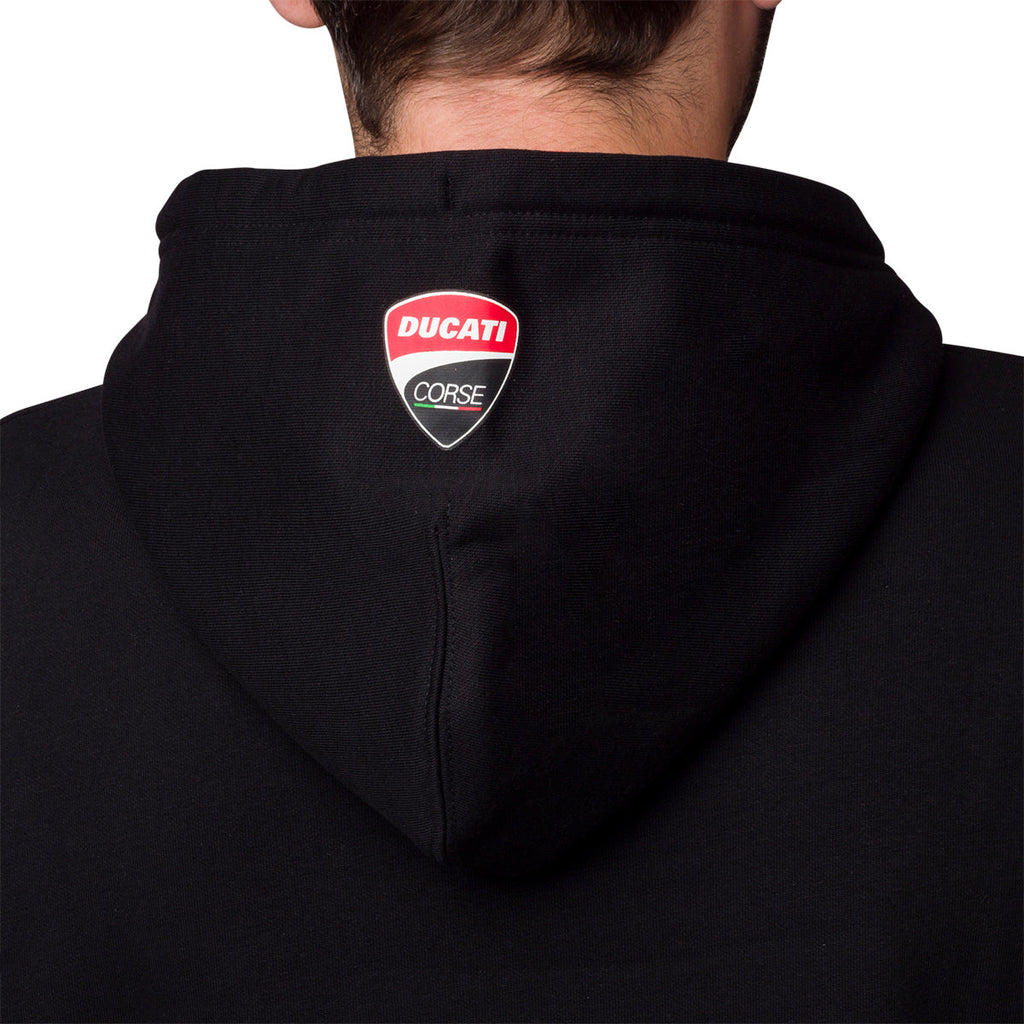 Felpa con cappuccio nera da uomo con logo sul petto Ducati Corse