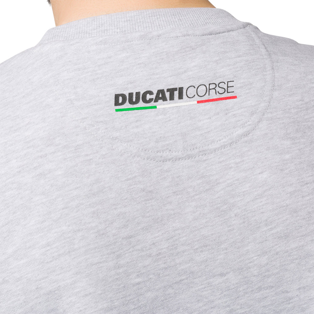 Felpa girocollo grigia da uomo con logo sul petto Ducati Corse Edo