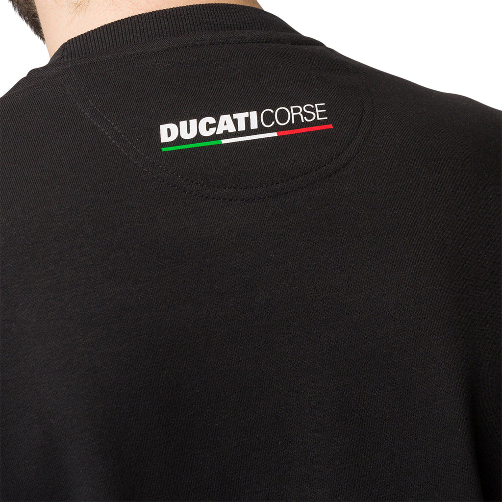 Felpa girocollo nera da uomo con logo camouflage Ducati Corse Ero