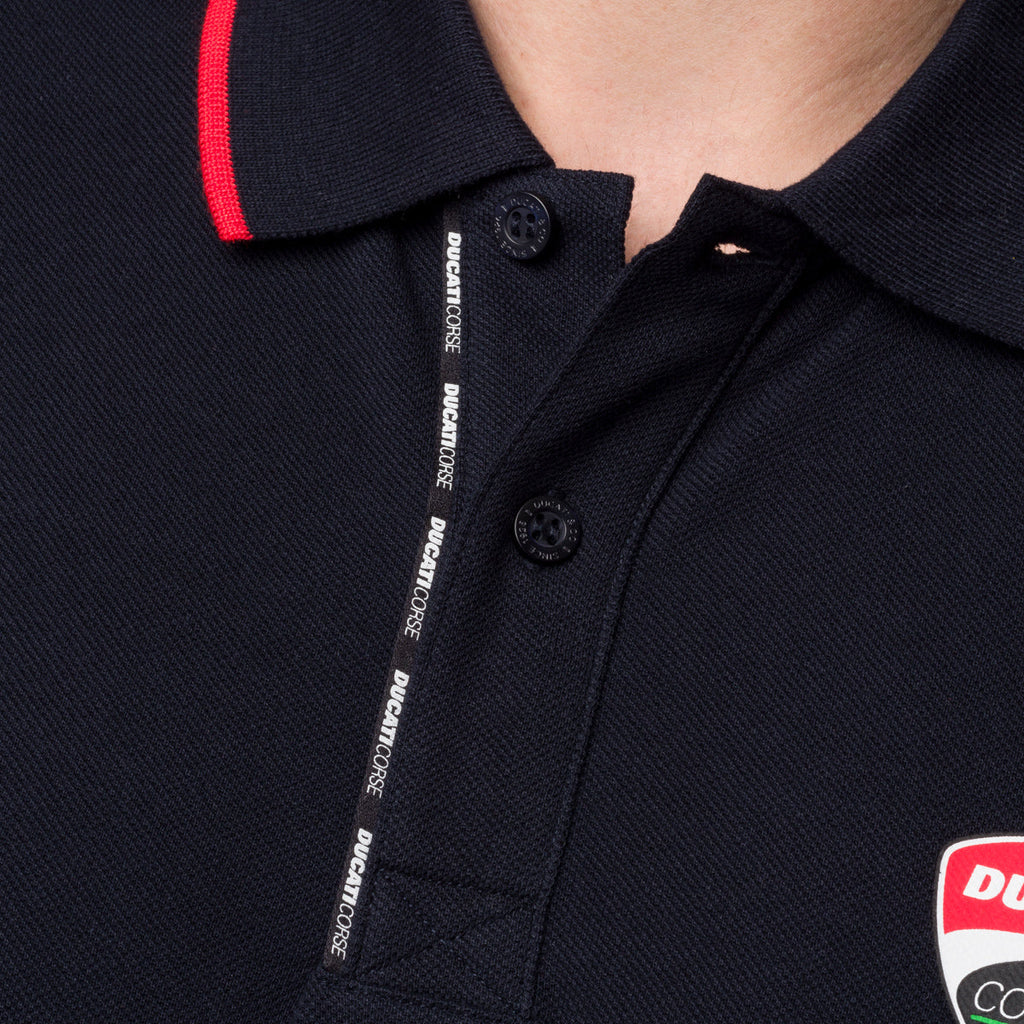 Polo blu da uomo con logo sul petto Ducati Corse Agar