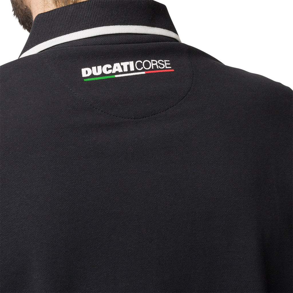 Polo blu navy da uomo con logo sul petto Ducati Corse Piquet Side