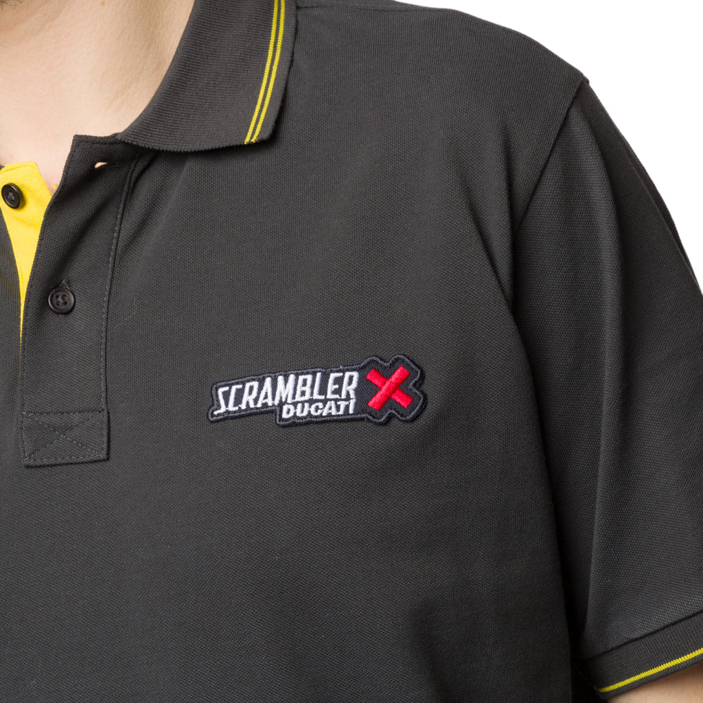 Polo grigia da uomo con logo sul petto Scrambler Ducati Piquet X