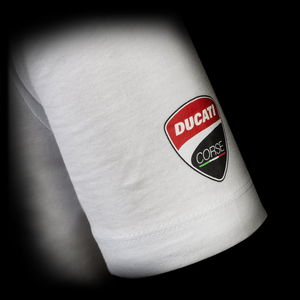 T-shirt bianca con maxi-logo Ducati Corse Aron