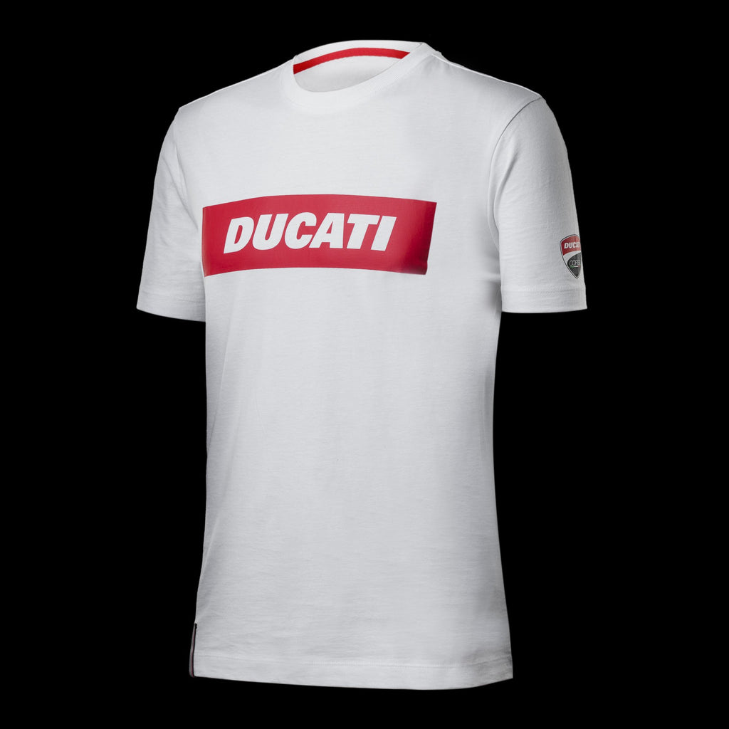 T-shirt bianca con maxi-logo Ducati Corse Aron