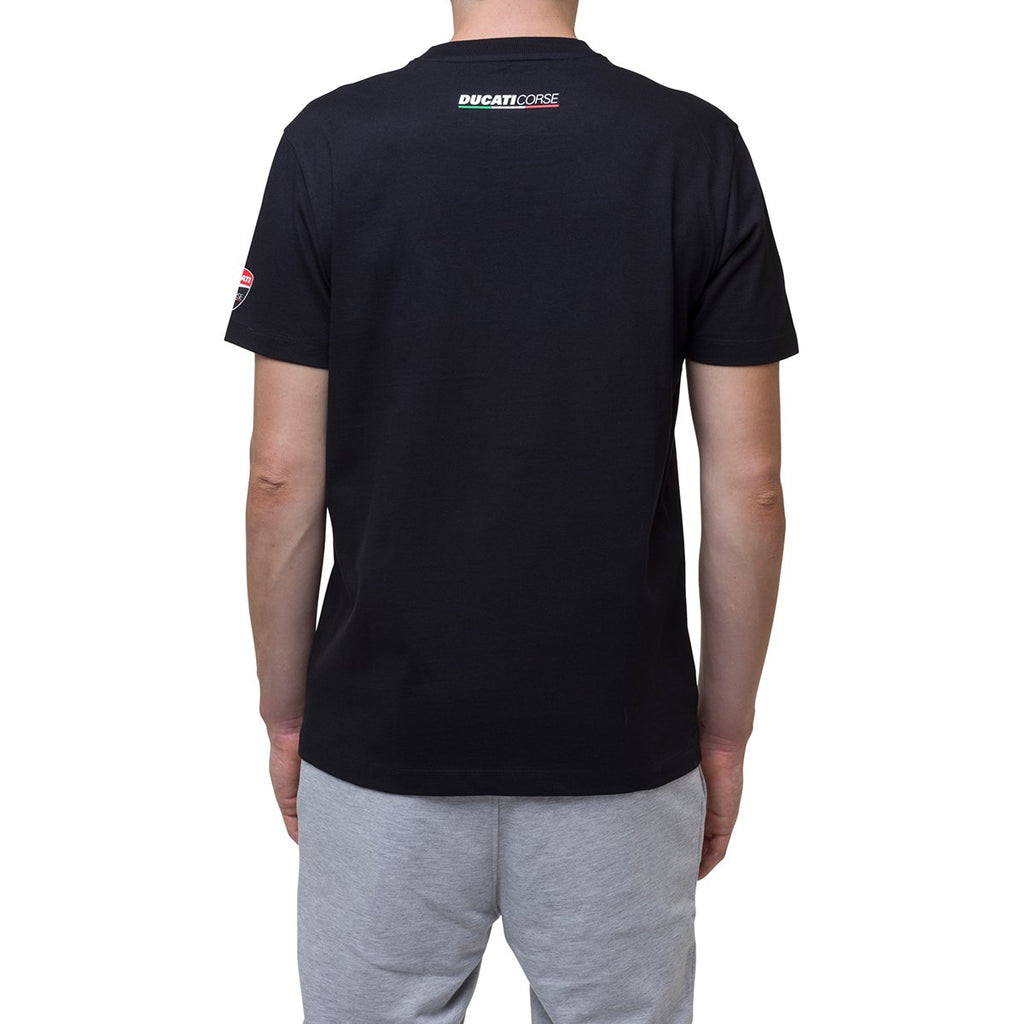 T-shirt nera con maxi-logo Ducati Corse Aron