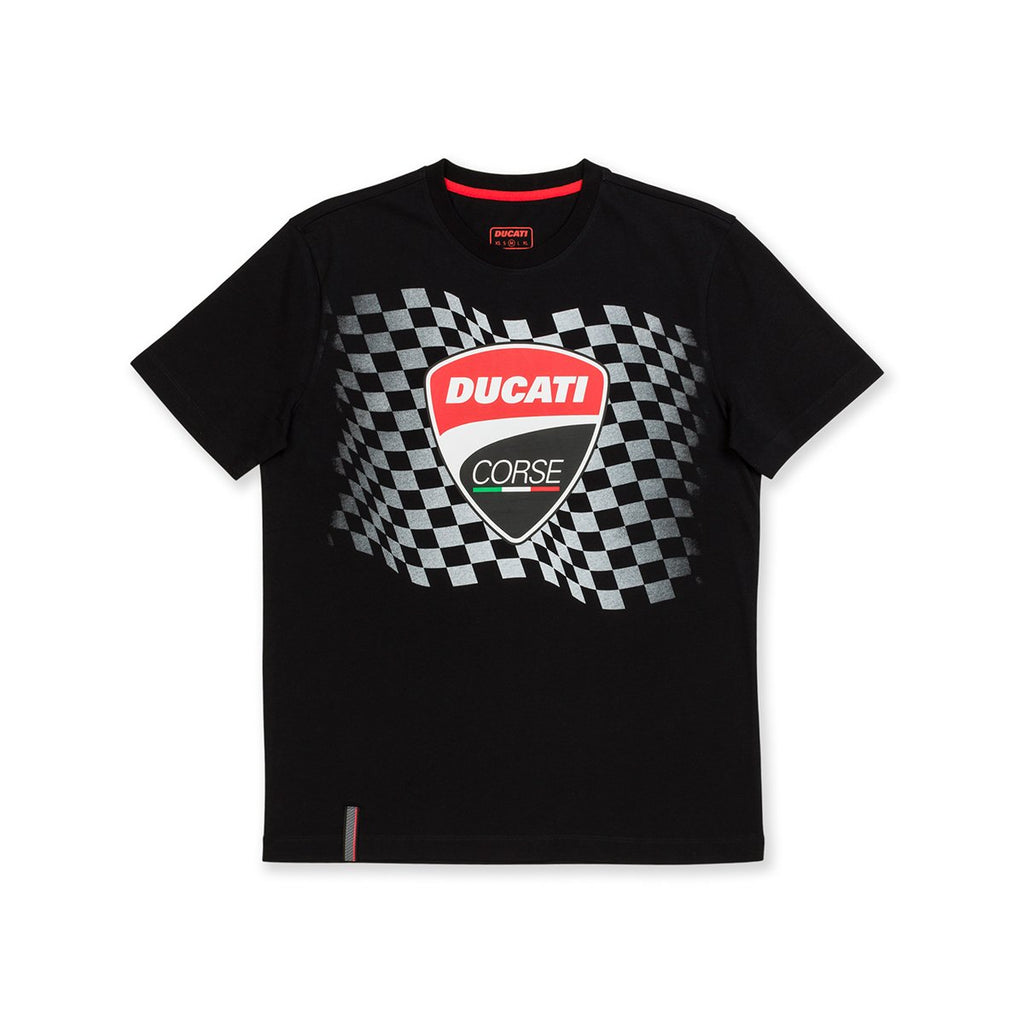 T-shirt nera con bandiera a scacchi Ducati Corse Athos