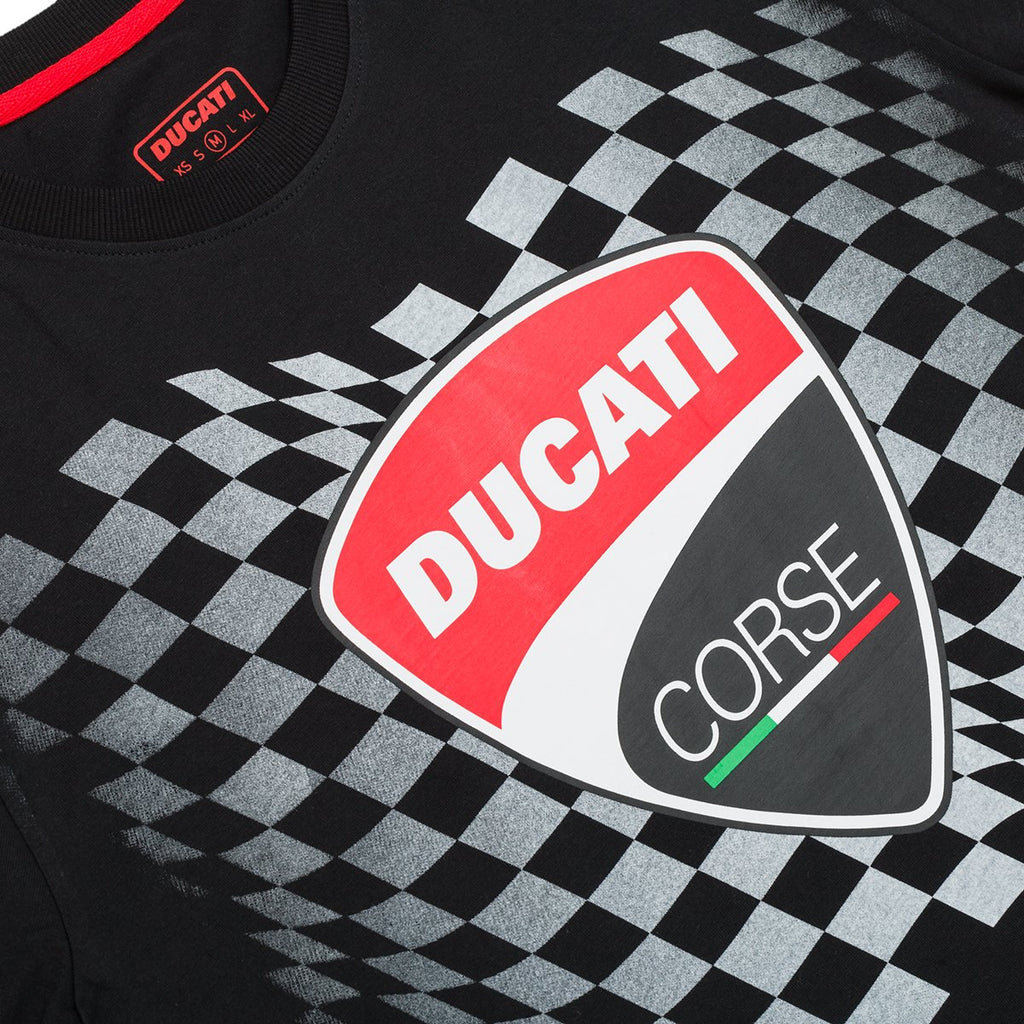 T-shirt nera con bandiera a scacchi Ducati Corse Athos