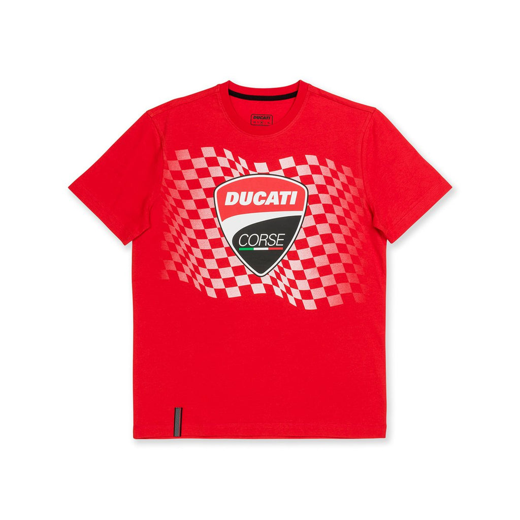 T-shirt rossa con bandiera a scacchi Ducati Corse Athos