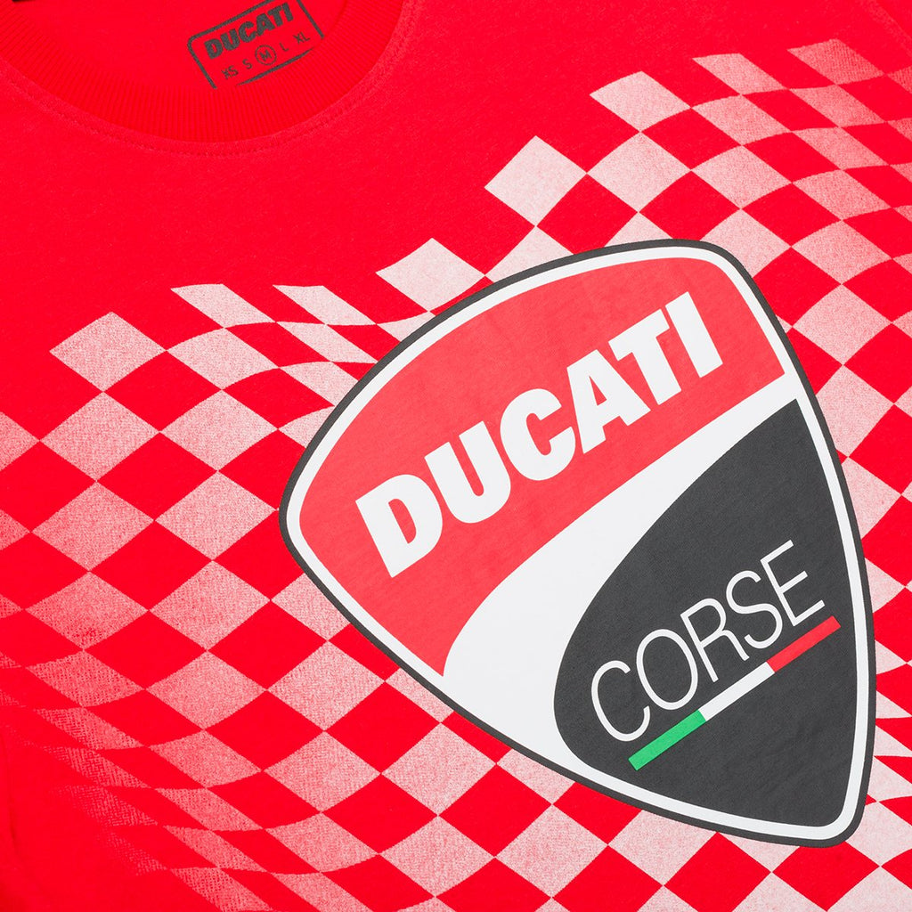 T-shirt rossa con bandiera a scacchi Ducati Corse Athos