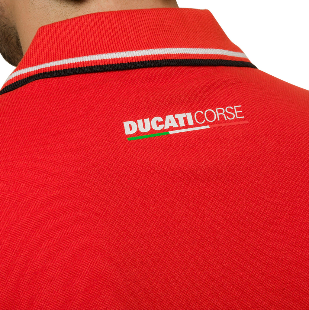 Polo rossa da uomo con logo sul petto Ducati Corse Enrico