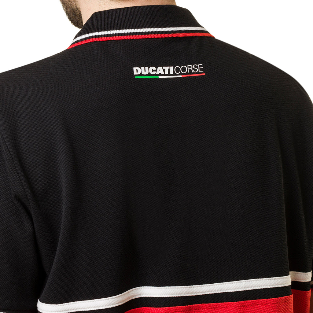 Polo rossa e nera da uomo con logo Ducati Corse Egidio