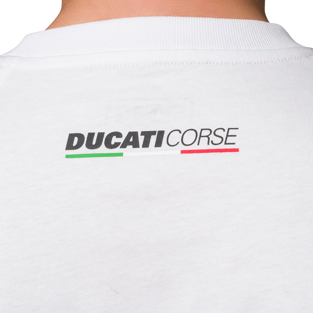 T-shirt bianca da uomo con stampa logo Ducati Corse Strada