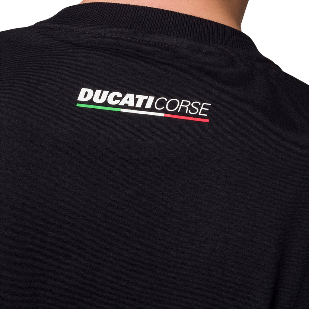 T-shirt nera da uomo con logo sul petto Ducati Corse Strada