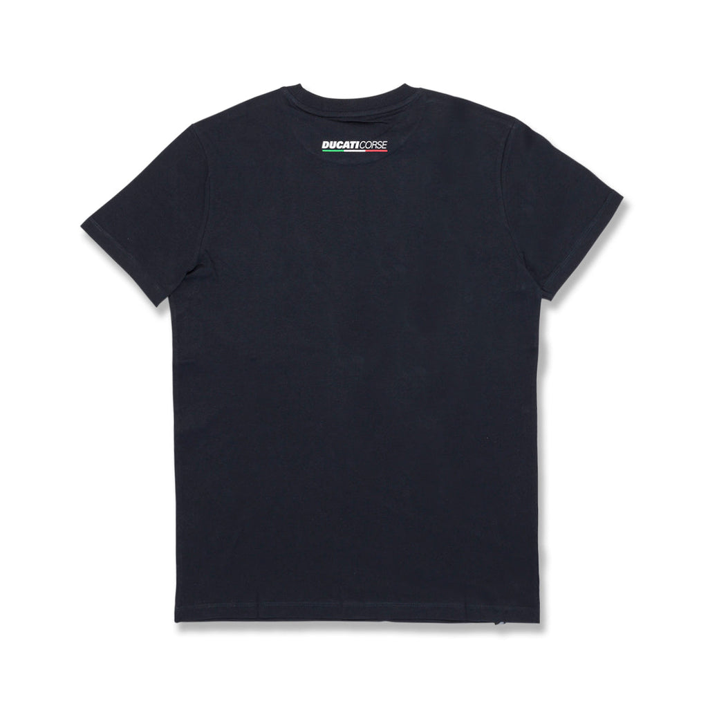 T-shirt blu navy da uomo con logo sul petto Ducati Corse Strada