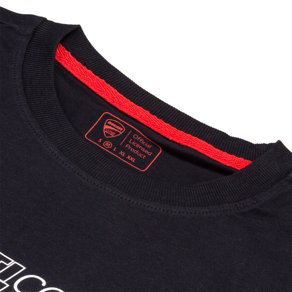 T-shirt blu navy da uomo con logo sul petto Ducati Corse Strada