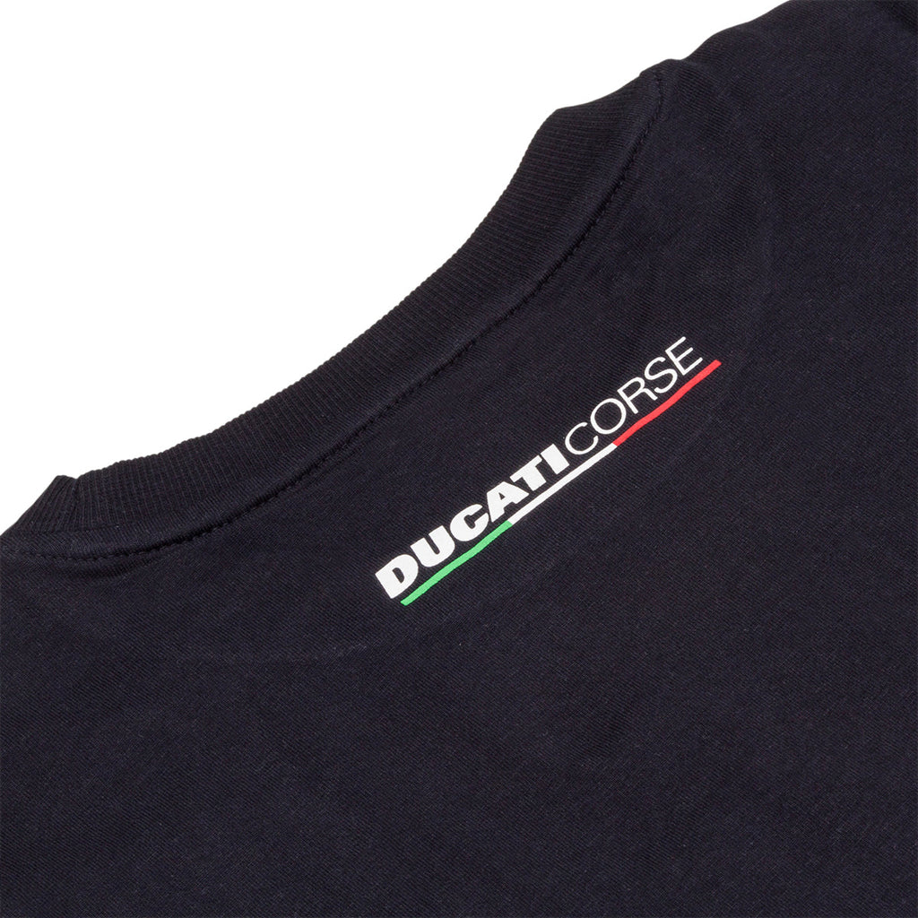 T-shirt blu navy da uomo con logo sul petto Ducati Corse Strada