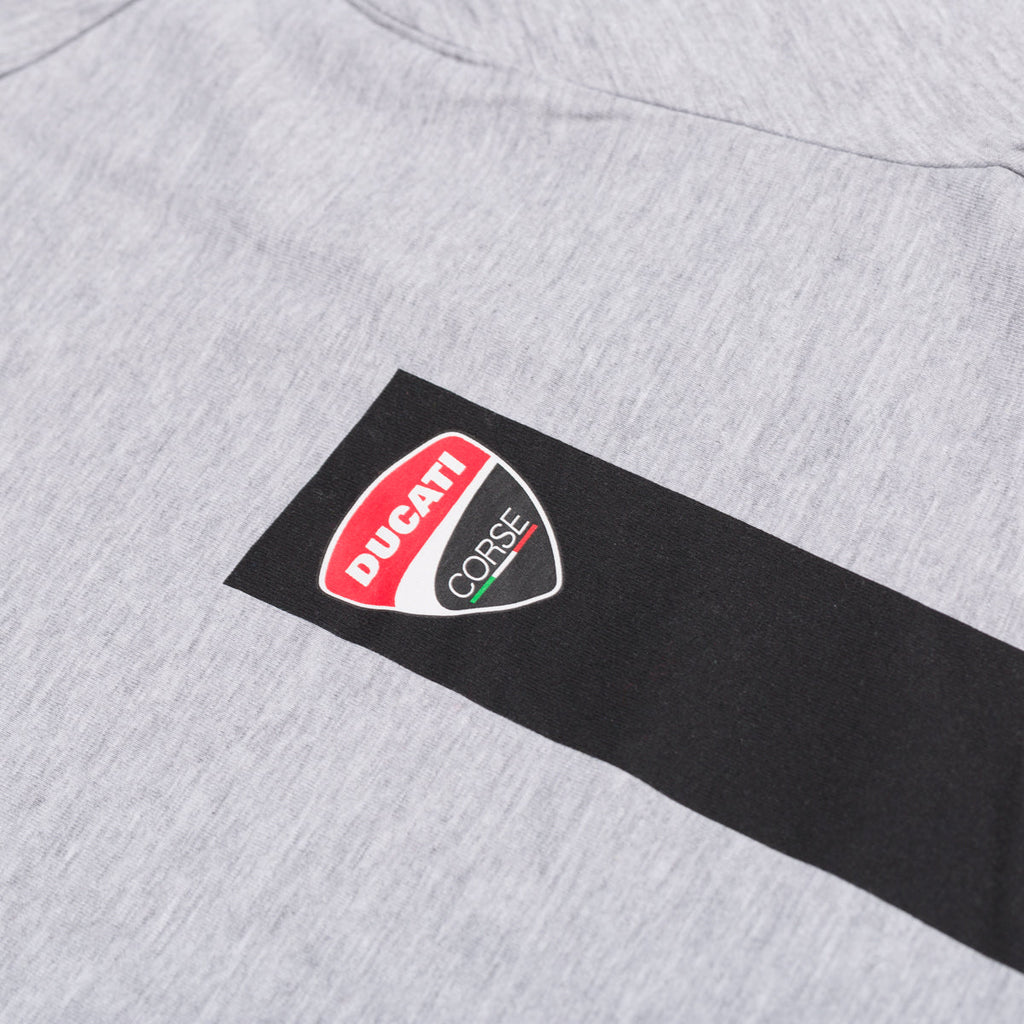 T-shirt grigia da uomo con badge sul petto Ducati Corse T-Stripe