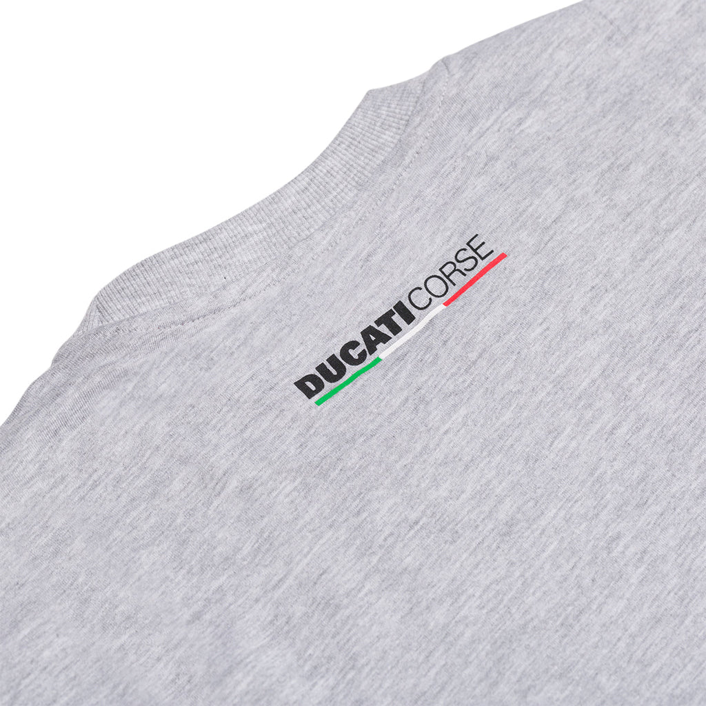 T-shirt grigia da uomo con badge sul petto Ducati Corse T-Stripe