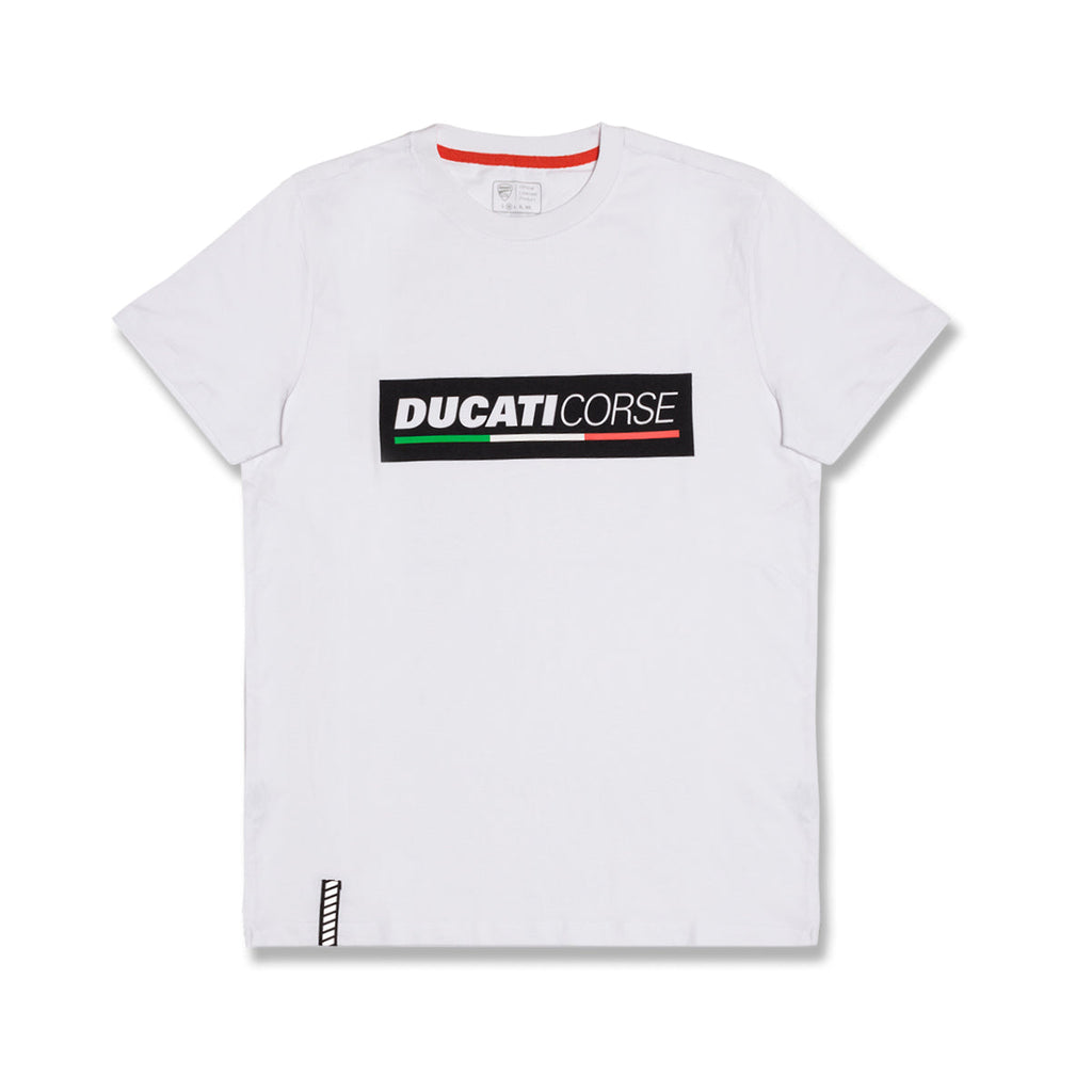 T-shirt bianca da uomo con stampa logo Ducati Corse T-Logo