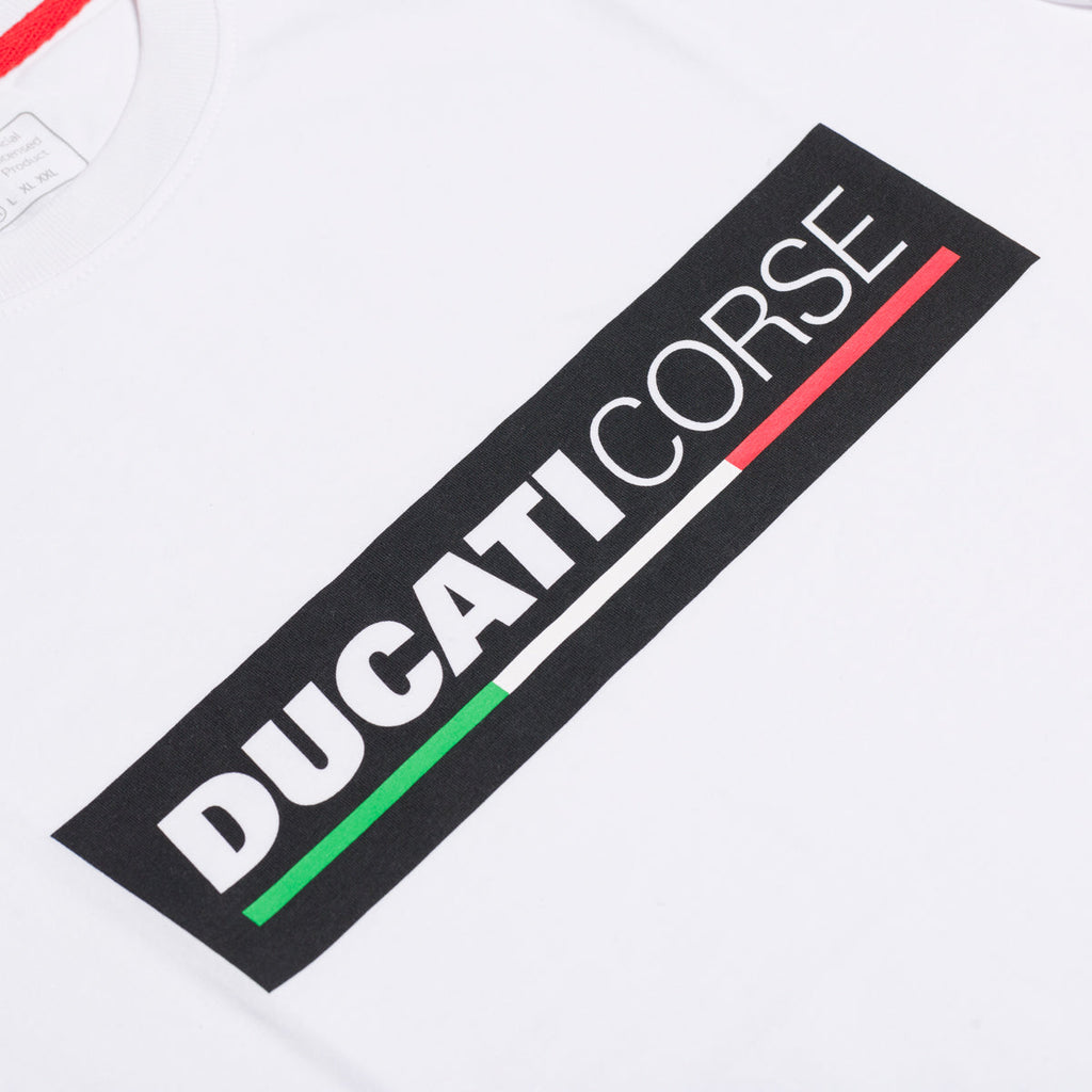 T-shirt bianca da uomo con stampa logo Ducati Corse T-Logo