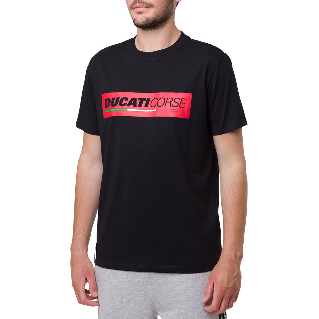 T-shirt nera da uomo con stampa logo Ducati Corse T-Logo