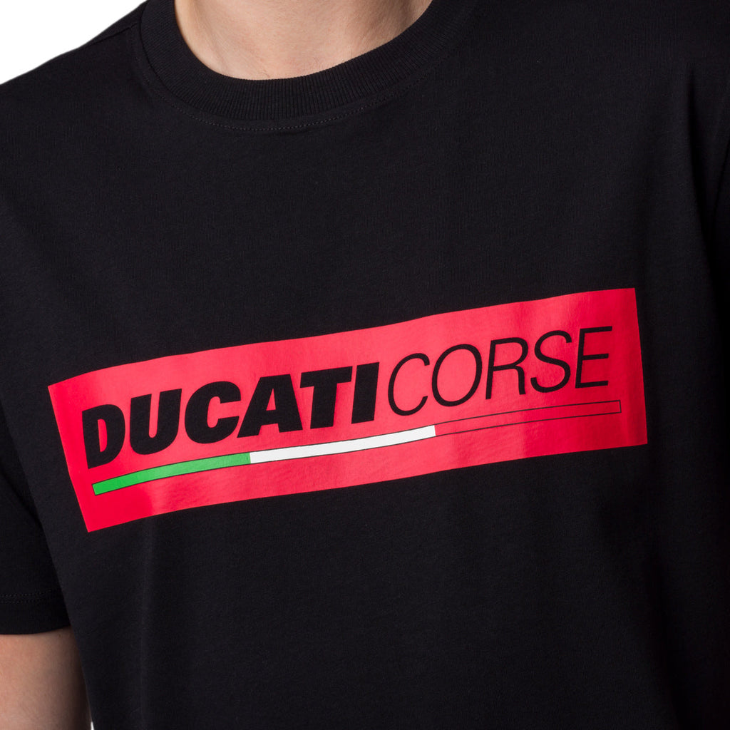 T-shirt nera da uomo con stampa logo Ducati Corse T-Logo