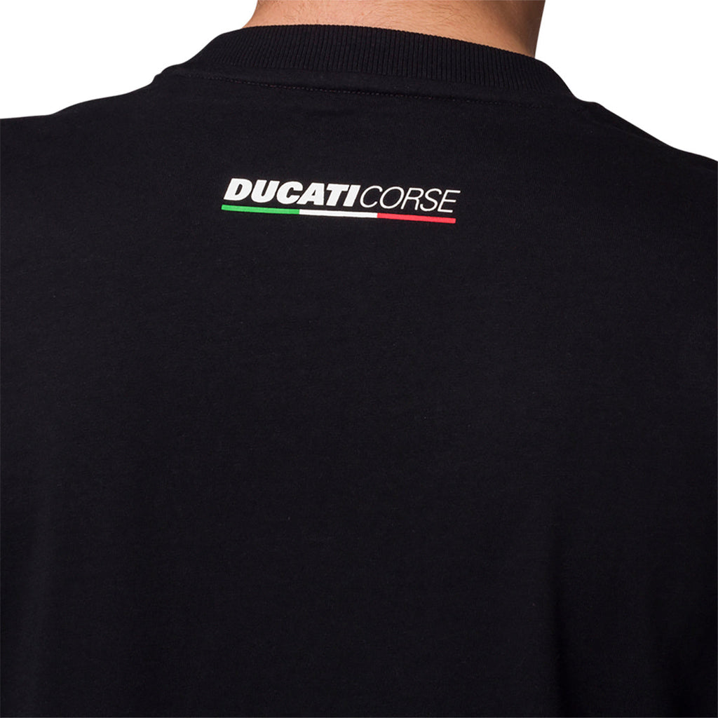 T-shirt nera da uomo con stampa logo Ducati Corse T-Logo