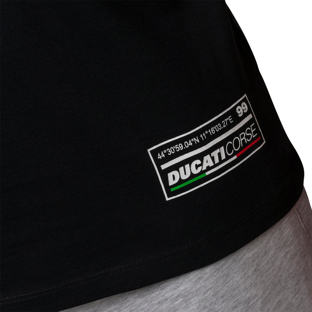 T-shirt nera da uomo con logo in rilievo Ducati Corse