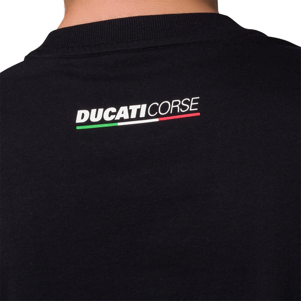 T-shirt nera da uomo con logo in rilievo Ducati Corse