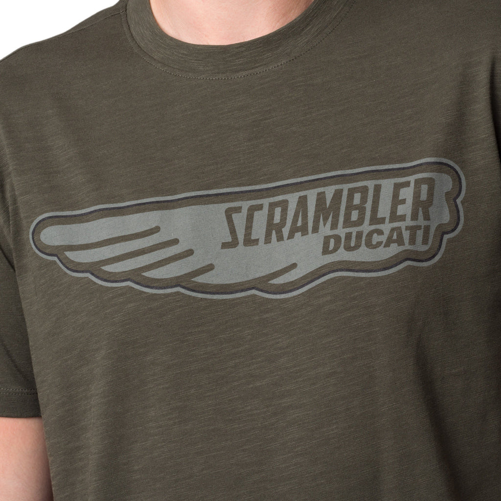 T-shirt verde da uomo con logo sul petto Scrambler Ducati