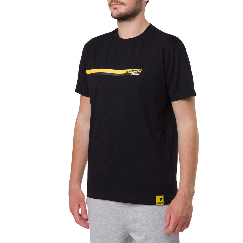 T-shirt nera da uomo con logo sul petto Scrambler Ducati