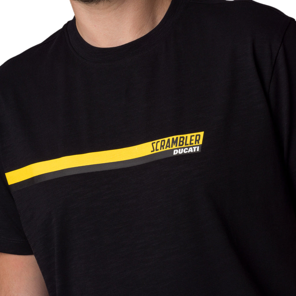 T-shirt nera da uomo con logo sul petto Scrambler Ducati