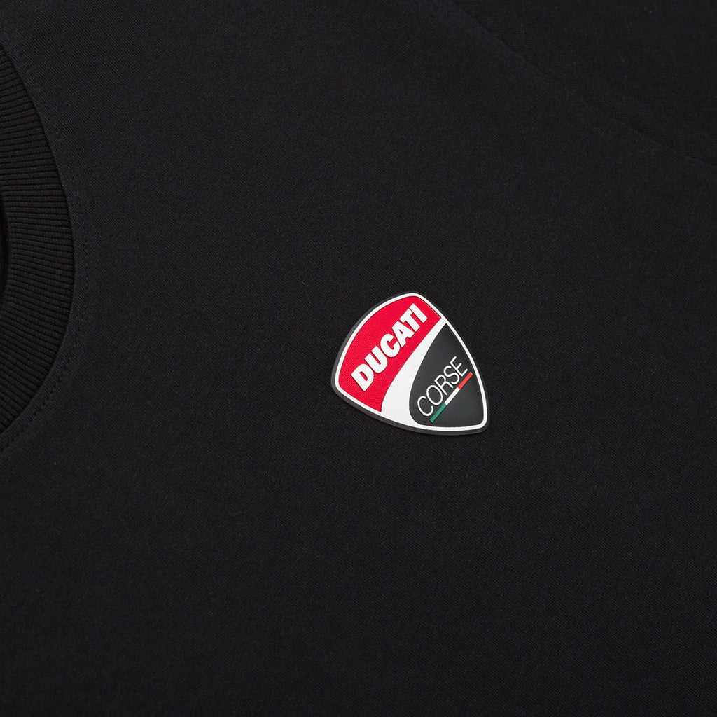 T-shirt nera da uomo con badge Ducati Corse Agar