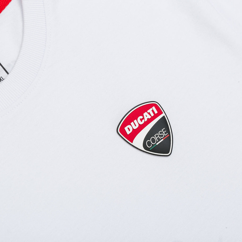 T-shirt bianca da uomo con badge Ducati Corse Agar