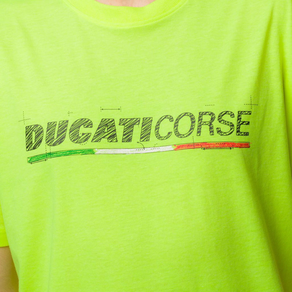 T-shirt giallo fluo da uomo con logo Ducati Corse Edo 2