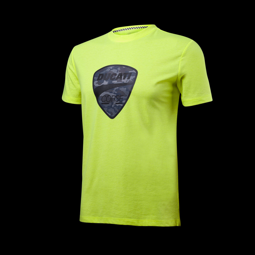 T-shirt giallo fluo da uomo con logo camouflage Ducati Corse Ero 2