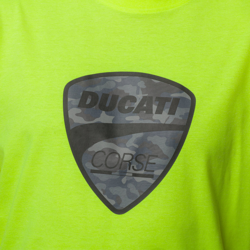 T-shirt giallo fluo da uomo con logo camouflage Ducati Corse Ero 2