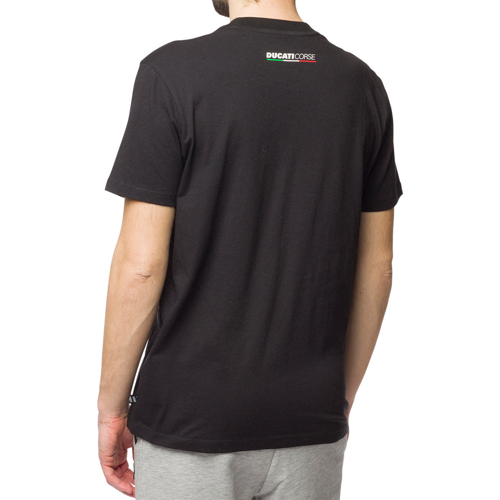 T-shirt nera da uomo con logo sul petto Ducati Corse T-Side