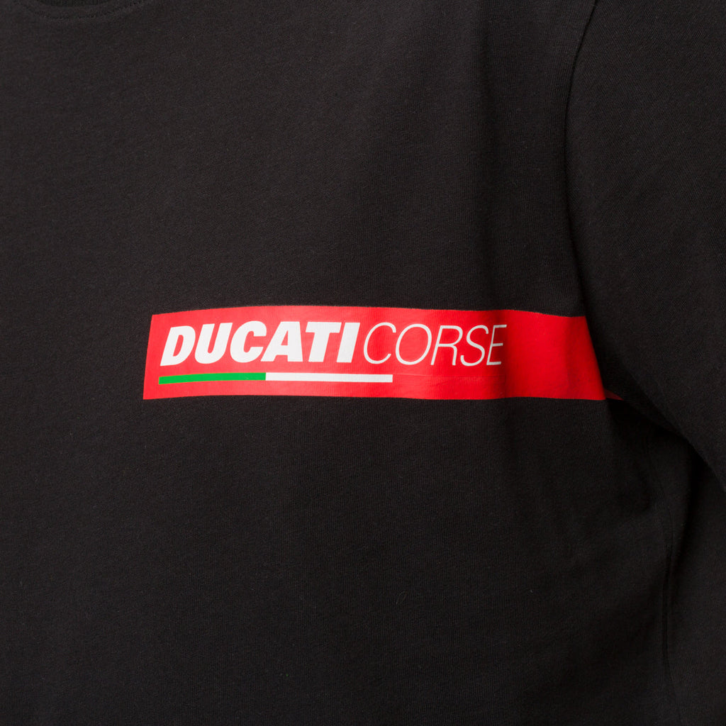 T-shirt nera da uomo con logo sul petto Ducati Corse T-Side