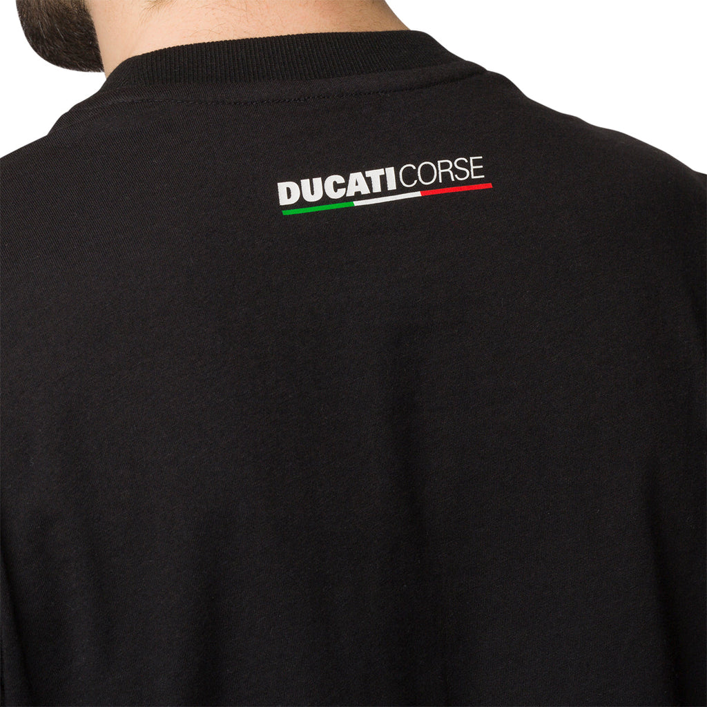 T-shirt nera da uomo con logo sul petto Ducati Corse T-Side