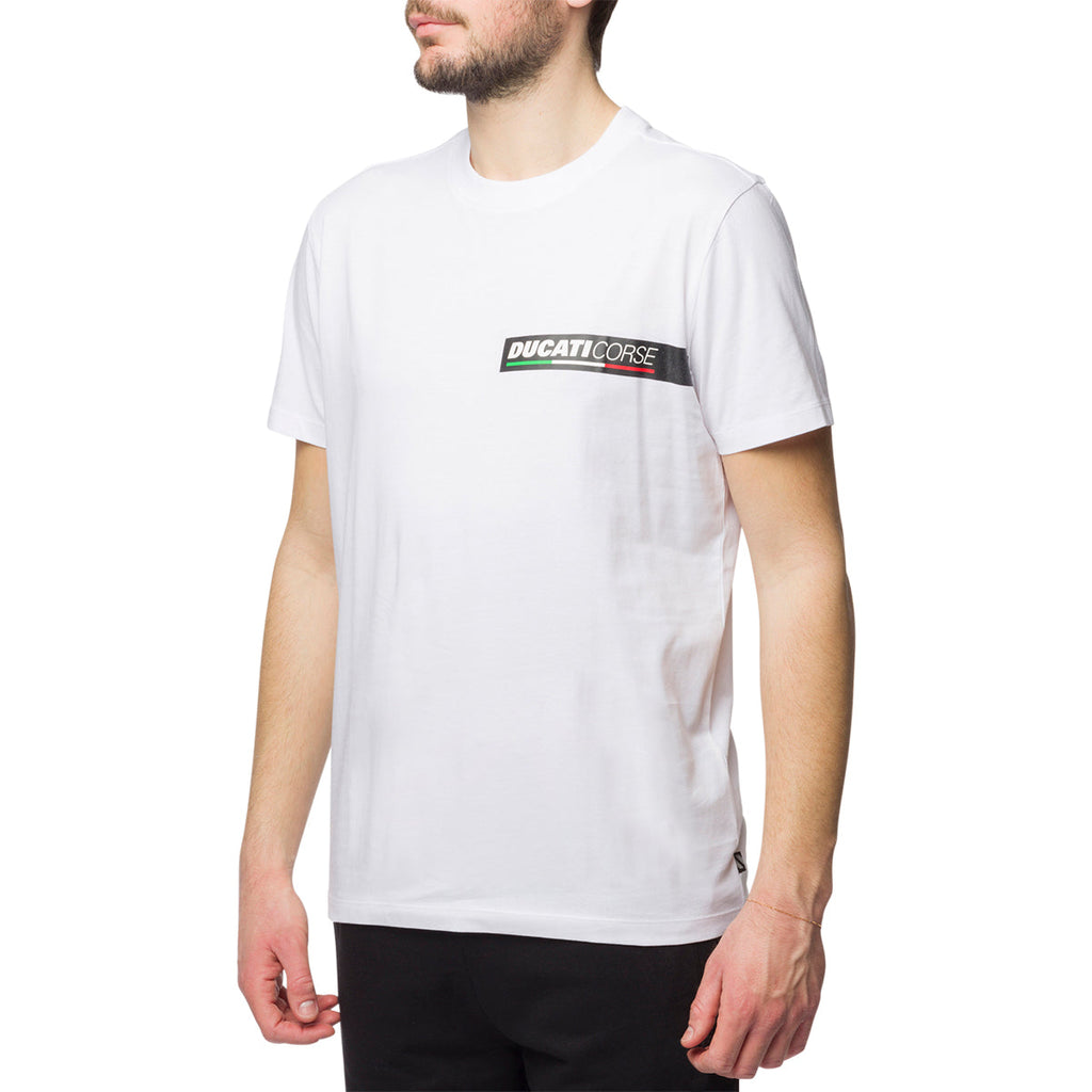 T-shirt bianca da uomo con logo sul petto Ducati Corse T-Side