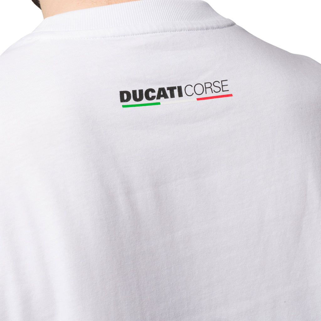 T-shirt bianca da uomo con logo sul petto Ducati Corse T-Side