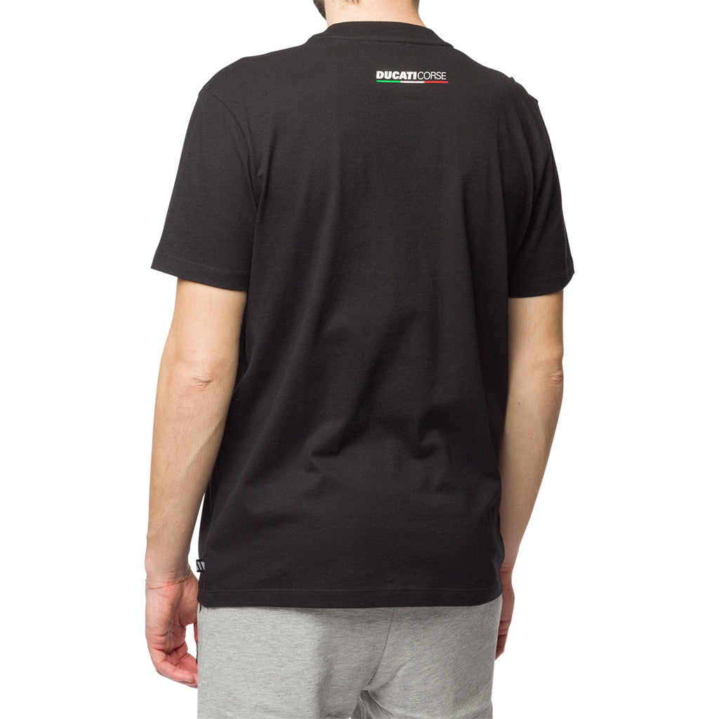 T-shirt nera da uomo con stampa sul petto Ducati Corse Misano Racing