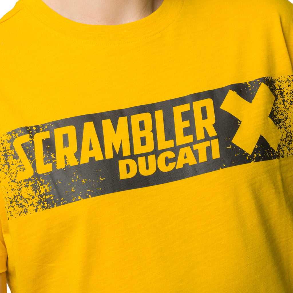 T-shirt gialla da uomo con logo sul petto Scrambler Ducati X-Shirt