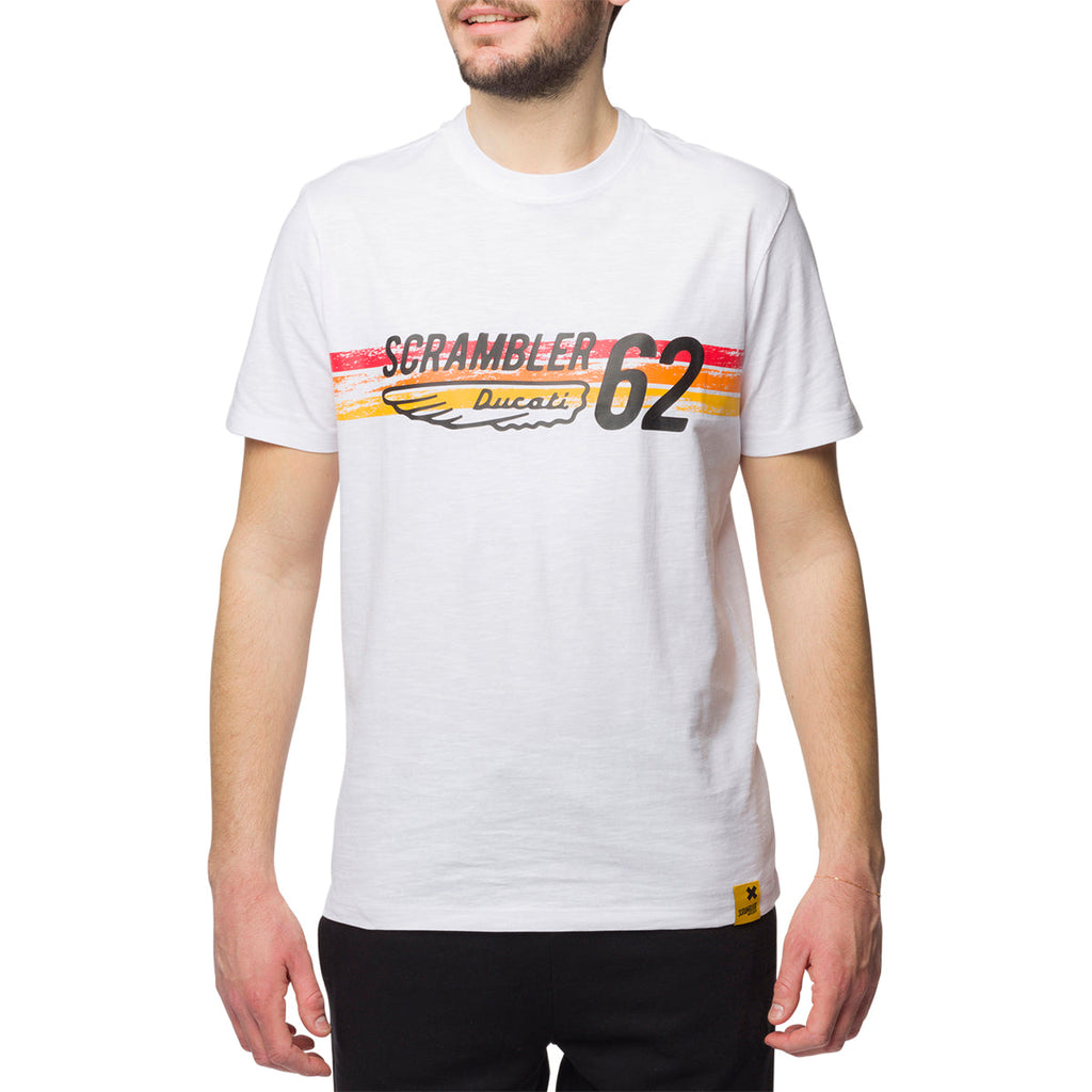 T-shirt bianca da uomo con logo sul petto Scrambler Ducati Heritage 62